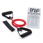 (Red) - Black Mountain Products Single Resistance Band - Door Anchor and Starter Guide Included Red