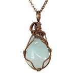 Designs by Nature Gems Aquamarine Necklace, March Birthstone Jewelry, With 24 Inch Antique Bronze Chain, Genuine Raw Crystal, Handmade in Canada