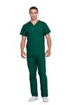 Cherokee Women's Unisex Top and Scrub Pant Set Medical, Hunter, XL