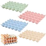 Hoxfly 4 Pcs Plastic Egg Tray Stackable,Egg Storage Container,Plastic Fridge Egg Trays,Creative Egg Storage Box,Egg Carriers Egg Storage Box,for Fridge Countertop Kitchen Storage