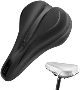 Bike Seat Cushion - Gel Padded Bicycle Seat Cover, Comfort Saddle Cushion for Men & Women | Adjustable Velcro Secure Fit Compatible with Peloton, Indoor Outdoor Road Bicycles Saddle (Black)