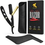 KARISMA Cut Throat Razor for Men, Professional Straight Edge Barber Razor with Sturdy Architecture, Rust Resistant Matte Black & Gold Finish, Ideal for Traditional Wet Shaving (Blades Not Included)