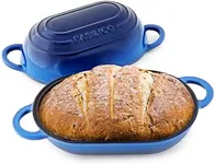 Enameled Cast Iron Bread Oven (Blue), Non-Stick Single Loaf Cast Iron Bread Pan with Lid, Easy Homemade Sourdough Dutch Oven with Lid, Oven-Safe Artisan Bread Baking Pan, Cast Iron Loaf Pan with Lid