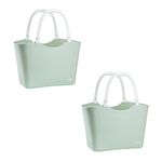 CQT Portable Shower Caddy Shopping Basket Plastic Organizer Storage Basket with Handle Drainage Holes Storage Box for Bathroom College Dorm Room Essentials Kitchen Camp(2 colors included)