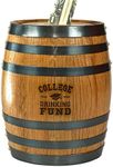 Thousand Oaks Barrel Co. Handmade Wooden Oak Whiskey Barrel Adult Piggy Bank - Money Saver for Real Cash, Bills & Coins - Large 6.5 x 4.5 x 4.5 - College Drinking Fund Design, Piggy Banks for Adults