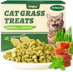 Wellix 450g/16oz Cat Grass Treats Healthy Kitten Snacks Natural Salmon Flavor Dental Cleaning and Hairball Control Catnip Training Biscuits for Indoor Cats