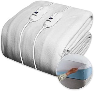 Dreamcatcher Double Electric Blanket 193 x 137cm, Soft Polyester Electric Blanket Fitted Underblanket Mattress Cover, 3x Heat Settings, 2x Controllers and Machine Washable Heated Blanket