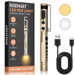 RISEMART Pen Light for Nurse, Rechargeable LED Medical PenLight, Warm/Cool White & Stepless Dimming, Portable Medical PenLight for Nurse, Doctor, First Aid, EMT, Nursing,Nursing Student (Gold)