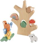 Fisher-Price Stacking Toy Wooden Balance Tree, 10 Wood Pieces for Developmental Play for Preschool Kids Ages 3+ Years