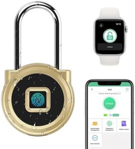 Fingerprint Padlock eLinkSmart Long Padlock with 45MM Shackle Weatherproof 1000 App User Combination Locker Lock for Gym Locker Fence Garden Cupboard Cabinet Gold
