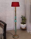 Homesake Antique Wooden Floor Incandescent Lamp (Red, Algae Carving)