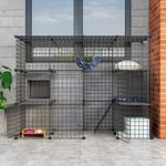 Oneluck Outdoor Cat House Cat Cages Enclosure with Super Large Enter Door, 55L x 28W x41H Balcony Cat Playpen with Platforms,DIY Kennels Crate Large Exercise Place Ideal for 1-2 Cats