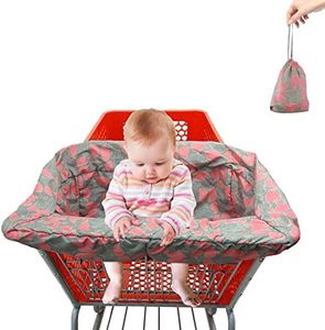 Pozico Shopping Cart Cover for Baby,High Chair Cover or Cart Cover for Babies,Baby Shopping Cart Cover Machine Washable/Portable with Free Carry Bag-Grey Whales