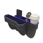 Blueshyhall 2 Pack Car Seat Gap Organizer with Cup Holder, 3 in 1 Multifunctional Storage Box with USB Charger, Car Seat Pockets with LED Light (Black)