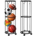 RunNico Columnar Vertical Ball Racks- 40x13.2 Inch Rolling Basketball Holder Wall Mount-Garage Sports Ball Storage for Indoor Rooms and Gyms