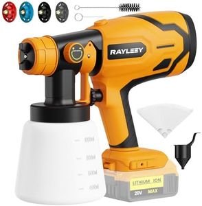 RAYLEEY Cordless Paint Sprayer Compatible with DEWALT 18V Battery, 600W Electric HVLP Spray Gun, 1000ml Container, 3 Copper Nozzles, for Fences, Walls, Ceiling, Cabinets, Tool Only (Style A)