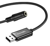 DUKABEL USB to 3.5mm Adapter, USB A Sound Card Support Mic, USB to Aux 4 Pole TTRS with Built-in Chip, USB to Headphone Jack Adapter Compatible with Windows Mac Linux PC Laptops PS5 PS4 Speaker-55CM