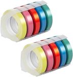 Vixic Embossing Label Maker Tape, 3D 9mm 3/8" Plastic Vintage Embossed Label Tapes compatible for Dymo Embossing Label Maker Xpress 12965 12966 1595 1880 Embosser,Home/School/Office/Shop, 10 Pack