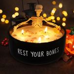 Homsolver Halloween Decor, Halloween Decorations Indoor Skeleton Three Wick Candle Gifts, Spooky Gifts for Women-Gothic Vintage Home Decor for Farmhouse Room Apartment Table Desk