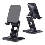 VELIGOOD 2PCS Cell Phone Stand for Desk, 360 Degree Rotation Non-Slip Base Height Angel Adjustable for iPhone 15 14 13 Samsung S22 S21 All Smartphones (Black&Black)