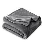 Bare Home Microplush Velvet Fleece Blanket - Full/Queen - Ultra-Soft - Luxurious Fuzzy Fleece Fur - Cozy Lightweight - Easy Care - All Season Premium Bed Blanket (Full/Queen, Grey)