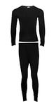 Heat Stoke®️ Men's Thermal Long Sleeves T-Shirt Long Johns Trouser Warm Base layer Black Charcoal S,M,L,XL,XXL (SINGAL SET BLACK, XL)