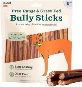 WOOF Bully Sticks Dog Treats - Chew Sticks for Dogs - Long-Lasting Dog Chew Treats - Made with Free-Range, Grass-Fed Beef