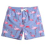 MaaMgic Boys Swim Trunks Swim Shorts Toddler Bathing Suit Quick Dry Beach Board Shorts for All Ages,Gma826-flamingo,10-12 Years