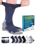 Doctor's Select Bamboo Viscose Diabetic Socks Men - 3 Pairs Crew Mens Diabetic Socks | Black, White, Grey | Moisture Wicking Diabetic Neuropathy Socks for Men | Diabetic Socks for Men 9-17