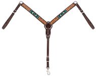 Turquoise Cross Turquoise Beaded 1-1/4" Pony Breast Collar, Dark Oil