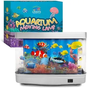 Fake Fish Tank Lamp for Babies, Kids and Adults, Retro Baby Aquarium Toy Fish Lamp, Fake Aquarium Lamp, Artificial Fish Tank with Moving Fish, Artificial Aqua Night Light, Frutiger Aero Decor