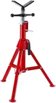 PioneerWorks V Head Pipe Jack Stand, 28-52in Adjustable Height, 2500Lbs Load Capacity, 1/8"-12" Capacity, Heavy Duty Carbon Steel Body, Steel Jack Stands with Portable Folding Legs Red