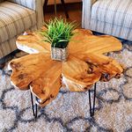 WELLAND Live Edge Coffee Table Wood Slab Coffee Table Natural Edge Coffee Table Mid-Century Hairpin Coffee Table 29" L x 27" W x 20.5" T