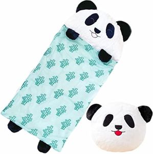 Nalexmi Cute Kids Sleeping Bag, Animal Bags, Sleepy Sack, Comfy, Cozy, Compact, All Season, Sleeping Bag with Pillow, Soft Pillow, Nap Mat. Warm Cotton, Size 63''*24''(Black Panda)