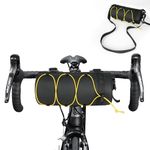 flintronic Bike Handlebar Bag, Waterproof Bike Frame Bag, Large Capacity Cycling Handlebar Bag with Shoulder Strap, Front Top Tube Storage Roll Bag for MTB Mountain Bike, Road Bike-Yellow