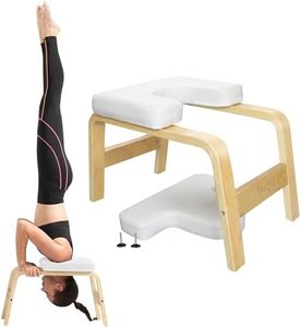 Yes4All Yoga Headstand Bench with PU Pads and Thickness Foam, Wooden Yoga Inversion Chair for Balance Training, Core Strengthening