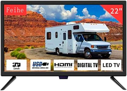 Feihe 22 Inch TV, 1080p LED Widescreen HDTV with Digital ATSC Tuners, Flat Screen TV with HDMI/VGA/RCA/USB for Kitchen, RV, Bedroom, Caravan(NO DVD Player)