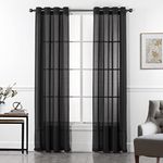 Home Beyond & HB design - Black Semi Sheer Curtains 2 Panels with Grommet Top - Elegant Linen Look Window Curtains Drapes for Living Room Bedroom - 52 x 84 Inches