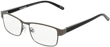 Foster Grant Men's Leo Square Reading Glasses, Gunmetal/Transparent, 59 mm + 2