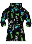 Minecraft Dressing Gown | Creeper Boys Dressing Gown | Gaming Boys’ Sleepwear & Robes Black 8-9 Years