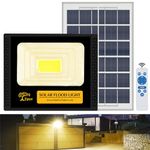 Epyz 50Watt Solar Flood Light Outdoor Waterproof with Remote Control for Home Automatic LED Lamp [ Pack of 1, Warm Yellow Light ] [ 4000mAh, 183LED ]-Light Power 50W - 4000mAh
