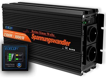 EDECOA Convertisseur 1500W Pur Sinus 12V 220V - Onduleur pour Camping-Car, Bateau, Urgences - 2 Ports USB + Télécommande - Protection AVR/LVD - Compatible Batteries LiFePO4/AGM/Gel