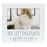 Pearhead You Left Pawprints on My Heart, Cat or Dog Picture Frame, Pet Gift Keepsake, Pet Memorial Sentiment Photo Frame, 4" x 6" Frame, White