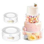 2 Pack Acrylic Cake Stand, Fillable Cake Stand Cylinder Cake Riser Round Cake Tier Cake Display with LED Lights for Christmas Wedding Birthday Party (6'',8'')