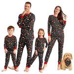 IFFEI Christmas Pajamas Set Family Matching PJ's Candy Print Top and Pants PJS Sleepwear with Pocket Women: M