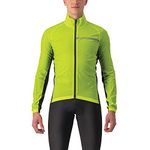 Castelli Men's Squadra Stretch Jacket, Windproof Zip Up Shell with High Collar for Road and Gravel Biking I Cycling - Electric Lime-Dark Grey - Small