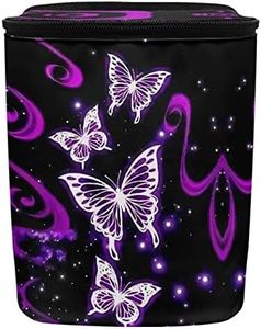 BIGCARJOB Purple Butterfly Car Trash Bin Car Trash Can Bags Hanging Accessories Trash Can Storage Bag for Women Girly Cute Butterfly Car Trash Can with Lid Collapsible Reusable Car Trash Bin