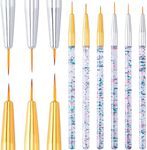 OIIKI Eyeliner Brush Fine Point 12pcs, Eye Makeup Gel Brush, Makeup Brush Line Fine Point, Water Activated Eyeliner Brush for Wet Powder Liquid Gel Eyeliner (Gold, Silver)