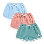 Rolanko Girls' Active Dolphin Shorts 3 Packs for Kids Bike Running Summer Beach Sports (A4-Blue-Pink-Green, 13-14 Years)