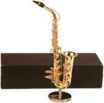 Dselvgvu Copper Miniature Saxophone with Stand and Case Mini Musical Instrument Miniature Replica Dollhouse Model Mini Saxophone Home Ornament (6.22"x3.07"x1.12" Alto Saxophone)